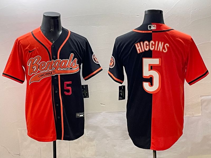 Men Cincinnati Bengals #5 Hiccins Orange Black Joint Name 2025 Nike Limited NFL Jersey style 5->cincinnati bengals->NFL Jersey